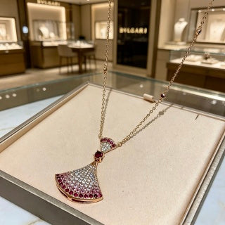 Bvlgari Pink Gem Fan Pendant Necklace – Elegant Luxury Jewelry