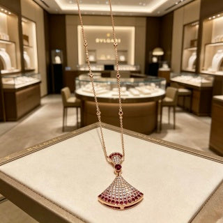 Bvlgari Pink Gem Fan Pendant Necklace – Elegant Luxury Jewelry