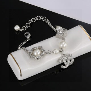 CHANEL Althea Pearl Charm Chain Bracelet