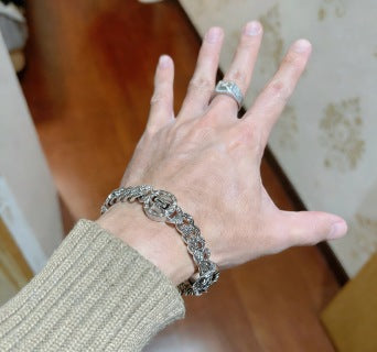 Bvlgari Silver Geometric Link Bracelet – Elegant Luxury Jewelry
