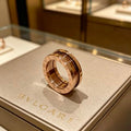 Bvlgari Rose Gold Ceramic Band Ring – Elegant Luxury Jewelry