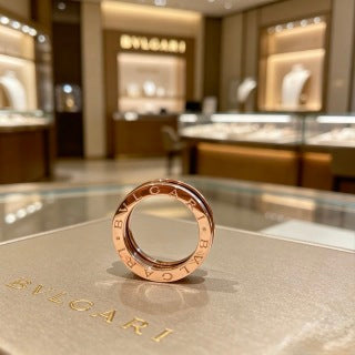 Bvlgari Rose Gold Ceramic Band Ring – Elegant Luxury Jewelry