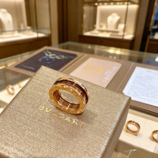 Bvlgari Rose Gold Ceramic Band Ring – Elegant Luxury Jewelry