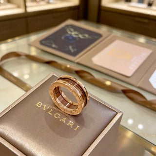 Bvlgari Rose Gold Ceramic Band Ring – Elegant Luxury Jewelry