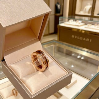 Bvlgari Rose Gold Ceramic Band Ring – Elegant Luxury Jewelry
