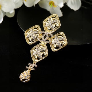 CHANEL Evelina Golden Cross Charm Brooch