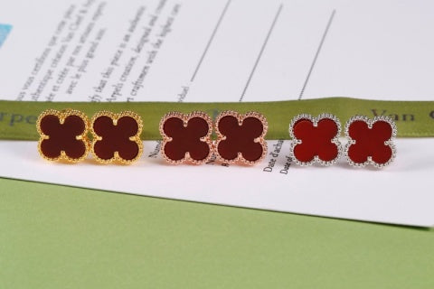 Van Cleef & Arpels Crimson Clover Stud Earrings
