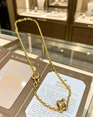 Bvlgari Gold Circle Pendant Chain Necklace – Elegant Luxury Jewelry