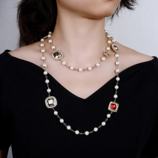 CHANEL Aurelia Pearl Ruby Charm Long Necklace