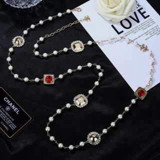 CHANEL Aurelia Pearl Ruby Charm Long Necklace