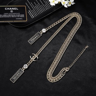 CHANEL Verena Silver Chain Tag Necklace