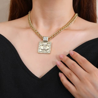 CHANEL Valentina Gold Medallion Chain Necklace