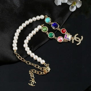 CHANEL Coraline Pearl Rainbow Charm Necklace