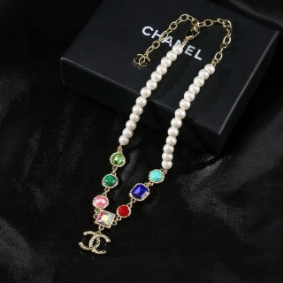 CHANEL Coraline Pearl Rainbow Charm Necklace