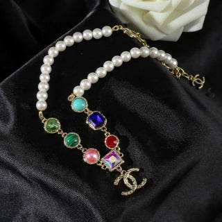 CHANEL Coraline Pearl Rainbow Charm Necklace