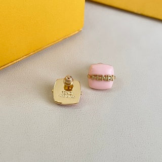 Fendi Livia Mini Logo Square Stud Earrings