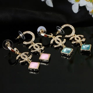 CHANEL Mirevia Color Gem Charm Earrings