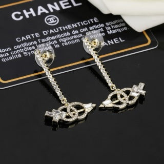 CHANEL Elvina Crystal Chain Cross Earrings