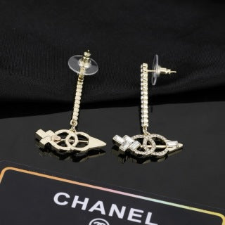 CHANEL Elvina Crystal Chain Cross Earrings