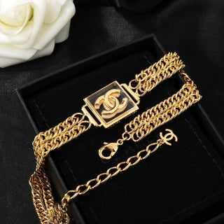 CHANEL Marcella Golden Chain Medallion Necklace