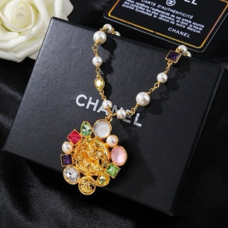 CHANEL Elaraine Pearl Charm Long Necklace
