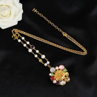 CHANEL Elaraine Pearl Charm Long Necklace