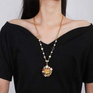 CHANEL Elaraine Pearl Charm Long Necklace