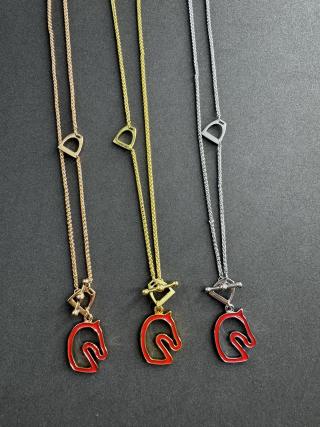 Hermès Scarlet Horse Pendant Double Chain Necklace
