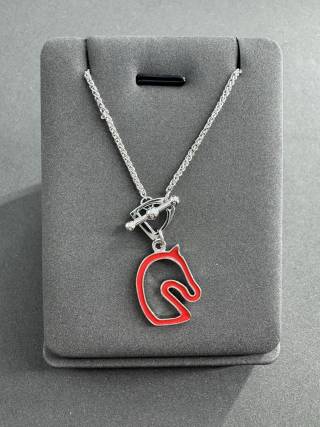 Hermès Scarlet Horse Pendant Double Chain Necklace