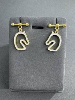Hermès Silver Crest Horse Charm Stud Earrings