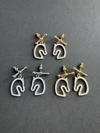 Hermès Silver Crest Horse Charm Stud Earrings