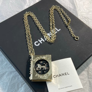CHANEL Valentina Book Charm Vintage Necklace
