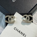 CHANEL Evelisse Silver Signature Stud Earrings