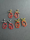 Hermès Scarlet Horse Outline Charm Earrings