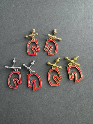 Hermès Scarlet Horse Outline Charm Earrings
