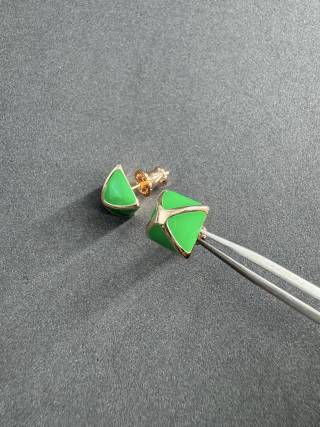 Hermès Emerald Enamel Square Stud Earrings