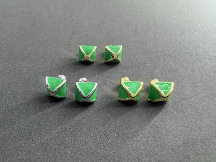 Hermès Emerald Enamel Square Stud Earrings