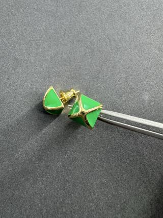 Hermès Emerald Enamel Square Stud Earrings