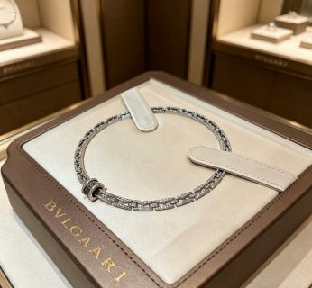Bvlgari Silver Black Spiral Pendant Necklace – Elegant Luxury Jewelry