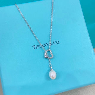Tiffany Pearl Heart Tassel Necklace