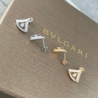 Bvlgari Geometric Crystal Stud Earrings – Elegant Luxury Jewelry