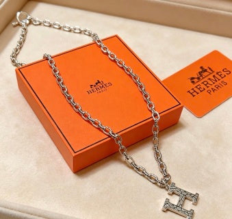 Hermès Chaine d’Ancre H Pavé Toggle Necklace