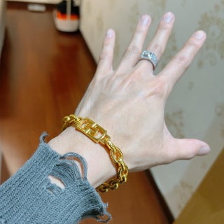 Bvlgari Gold Geometric Link Chain Bracelet – Elegant Luxury Jewelry