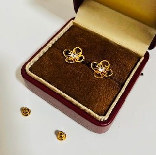 Fendi Fleuria Bloom Crystal Accent Stud Earrings
