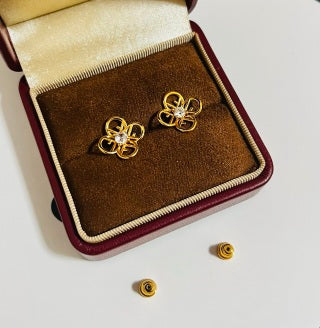 Fendi Fleuria Bloom Crystal Accent Stud Earrings