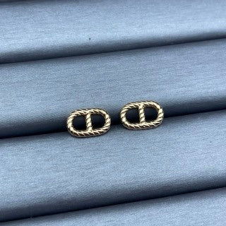 Hermès Beaded Oval Chain Stud Earrings