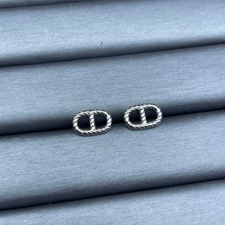 Hermès Beaded Oval Chain Stud Earrings