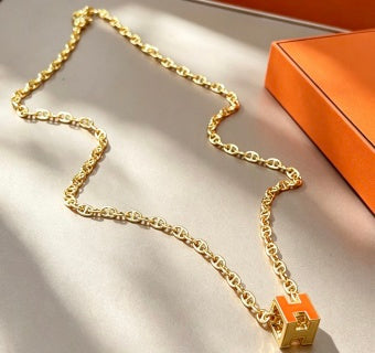 Hermès Cube H Enamel Pendant Necklace