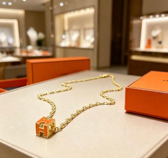 Hermès Cube H Enamel Pendant Necklace