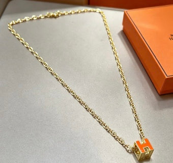 Hermès Cube H Enamel Pendant Necklace